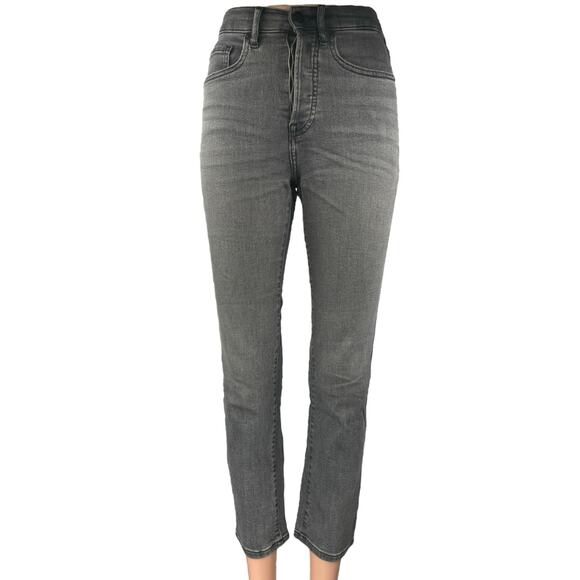 Everlane High Rise Slim Straight Women's Black Washed Cropped Denim Jeans Sz 24 - Picture 1 of 5